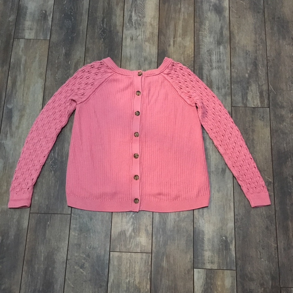 ⬇️ LOFT pink knit button back sweater size small